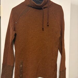 Women's Prana Brown Sweater with Button Detail
